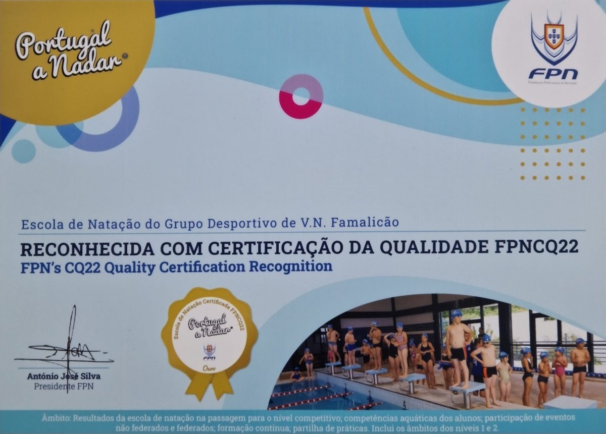 Placa Certificação Nivel 3 Portugal a nadar